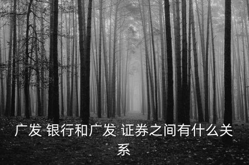 廣發(fā) 銀行和廣發(fā) 證券之間有什么關系