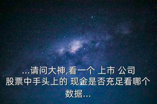 ...請(qǐng)問大神,看一個(gè) 上市 公司股票中手頭上的 現(xiàn)金是否充足看哪個(gè)數(shù)據(jù)...