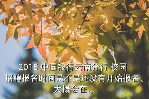 2015 中國銀行云南分行 校園 招聘報(bào)名時(shí)間是不是還沒有開始報(bào)名、大概會在...