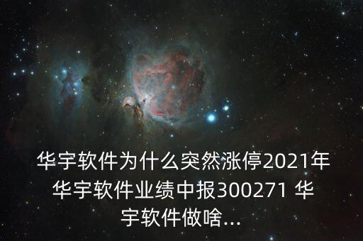  華宇軟件為什么突然漲停2021年 華宇軟件業(yè)績(jī)中報(bào)300271 華宇軟件做啥...