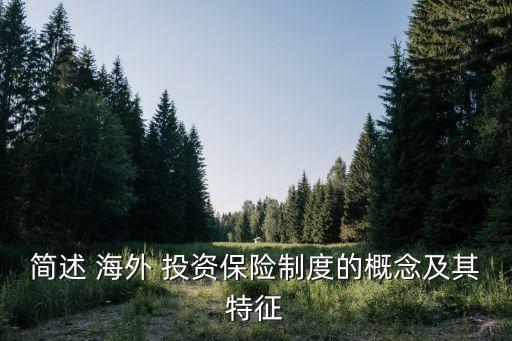 簡(jiǎn)述 海外 投資保險(xiǎn)制度的概念及其特征