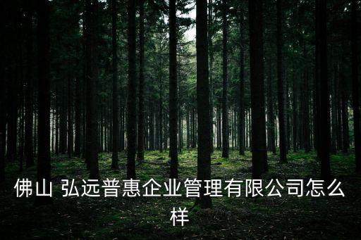 佛山 弘遠(yuǎn)普惠企業(yè)管理有限公司怎么樣