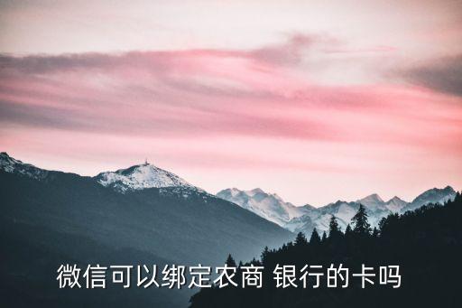 微信可以綁定農(nóng)商 銀行的卡嗎