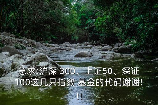 急求:滬深 300、上證50、深證100這幾只指數(shù) 基金的代碼謝謝!!!