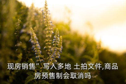 現(xiàn)房銷售”寫入多地 土拍文件,商品房預售制會取消嗎