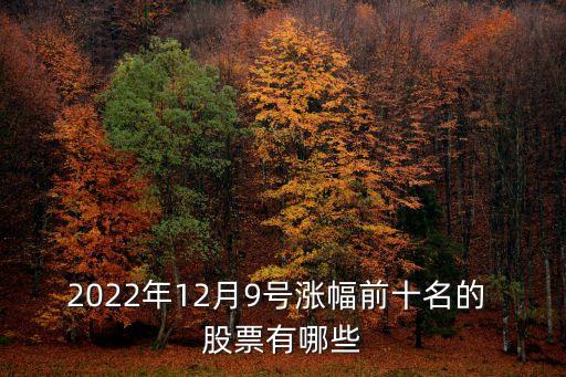 2022年12月9號漲幅前十名的 股票有哪些