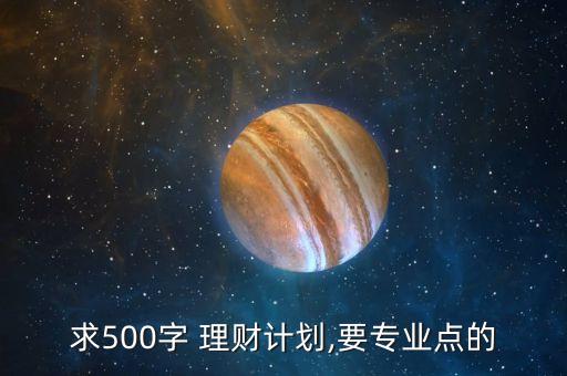 求500字 理財(cái)計(jì)劃,要專業(yè)點(diǎn)的