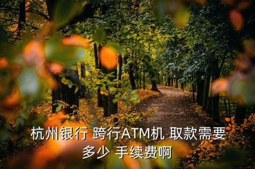  杭州銀行 跨行ATM機(jī) 取款需要多少 手續(xù)費啊