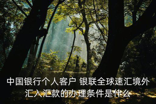 中國銀行個人客戶 銀聯(lián)全球速匯境外匯入?yún)R款的辦理條件是什么