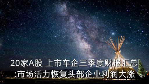 20家A股 上市車企三季度財(cái)報(bào)匯總:市場活力恢復(fù)頭部企業(yè)利潤大漲