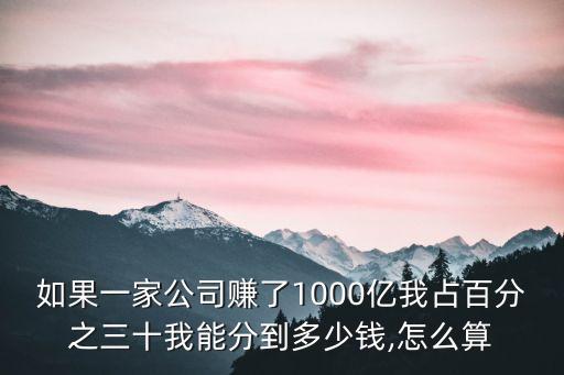 如果一家公司賺了1000億我占百分之三十我能分到多少錢,怎么算