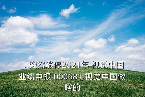 ...突然漲停2021年 視覺中國業(yè)績中報 000681 視覺中國做啥的