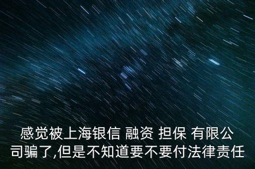 感覺被上海銀信 融資 擔(dān)保 有限公司騙了,但是不知道要不要付法律責(zé)任