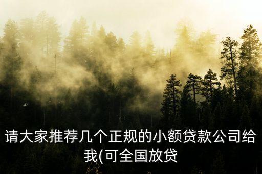 請(qǐng)大家推薦幾個(gè)正規(guī)的小額貸款公司給我(可全國(guó)放貸