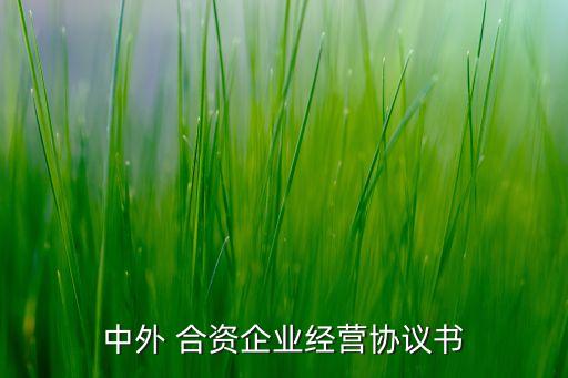 中外 合資企業(yè)經營協議書