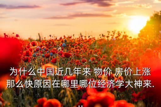 為什么中國近幾年來 物價 房價上漲那么快原因在哪里哪位經(jīng)濟學大神來...