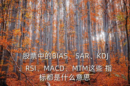  股票中的BIAS、SAR、KDJ、RSI、MACD、MTM這些 指標(biāo)都是什么意思