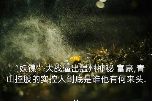 “妖鎳”大戰(zhàn)逼出溫州神秘 富豪,青山控股的實(shí)控人到底是誰他有何來頭...