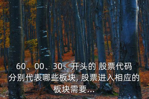 60、00、30、開頭的 股票代碼分別代表哪些板塊, 股票進入相應(yīng)的板塊需要...