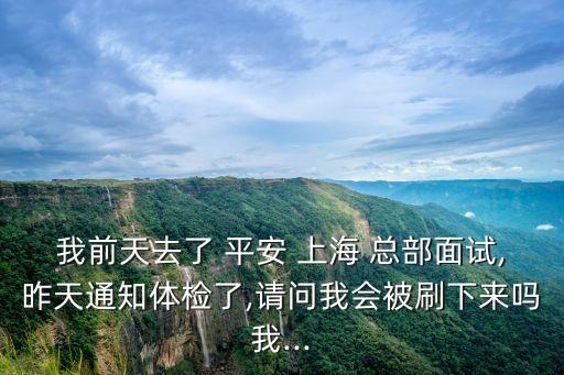 我前天去了 平安 上海 總部面試,昨天通知體檢了,請問我會被刷下來嗎我...