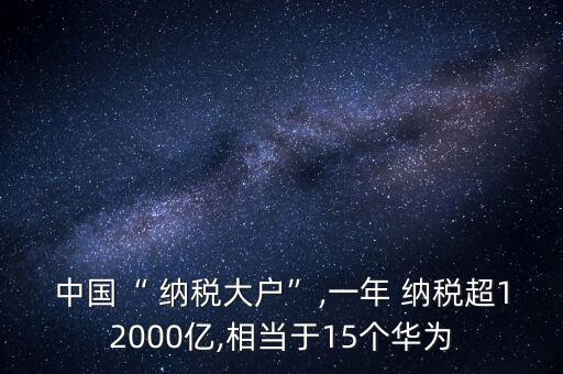 中國“ 納稅大戶”,一年 納稅超12000億,相當(dāng)于15個(gè)華為