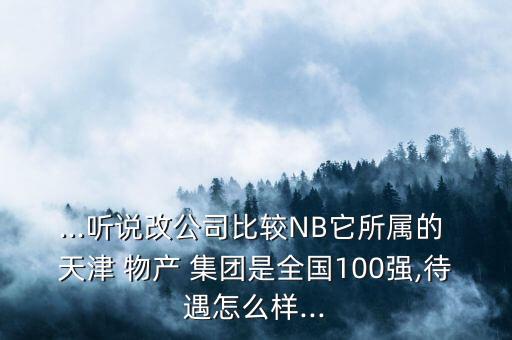 ...聽說改公司比較NB它所屬的 天津 物產(chǎn) 集團(tuán)是全國100強(qiáng),待遇怎么樣...