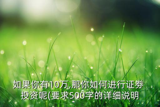 如果你有10萬(wàn),那你如何進(jìn)行證劵 投資呢(要求500字的詳細(xì)說明