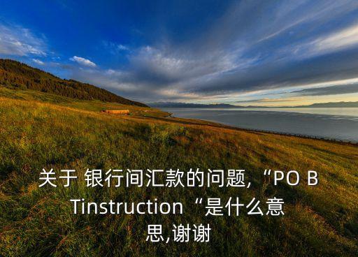 關于 銀行間匯款的問題,“PO BTinstruction“是什么意思,謝謝