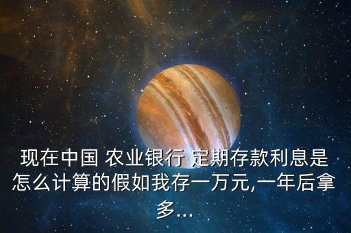 現(xiàn)在中國 農(nóng)業(yè)銀行 定期存款利息是怎么計(jì)算的假如我存一萬元,一年后拿多...