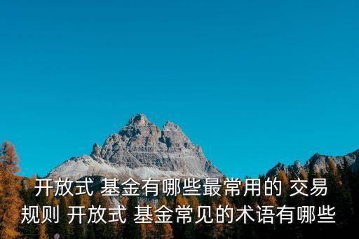  開放式 基金有哪些最常用的 交易規(guī)則 開放式 基金常見的術語有哪些