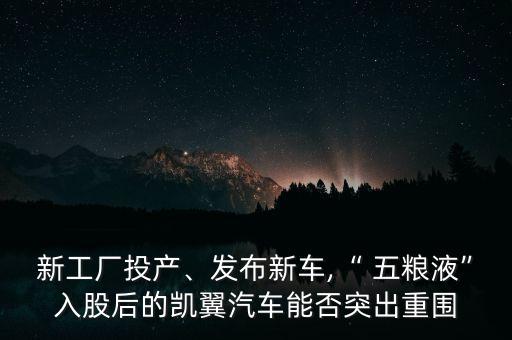 新工廠投產(chǎn)、發(fā)布新車,“ 五糧液”入股后的凱翼汽車能否突出重圍