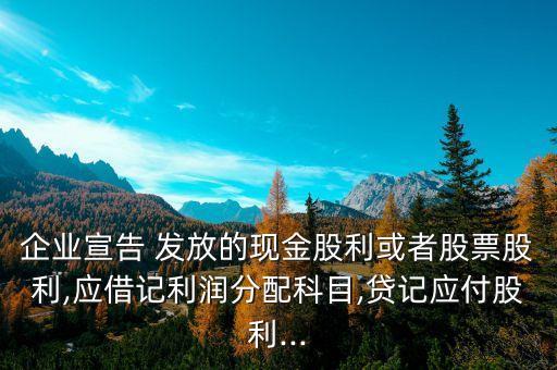 企業(yè)宣告 發(fā)放的現(xiàn)金股利或者股票股利,應(yīng)借記利潤分配科目,貸記應(yīng)付股利...