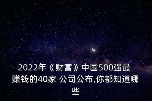 2022年《財(cái)富》中國500強(qiáng)最 賺錢的40家 公司公布,你都知道哪些