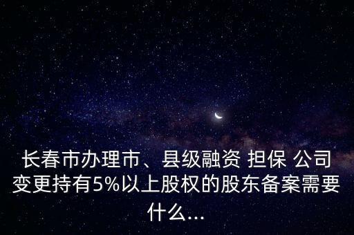 長春市辦理市、縣級融資 擔保 公司變更持有5%以上股權的股東備案需要什么...