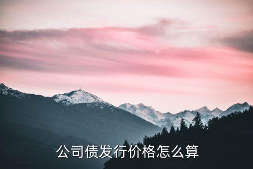  公司債發(fā)行價(jià)格怎么算