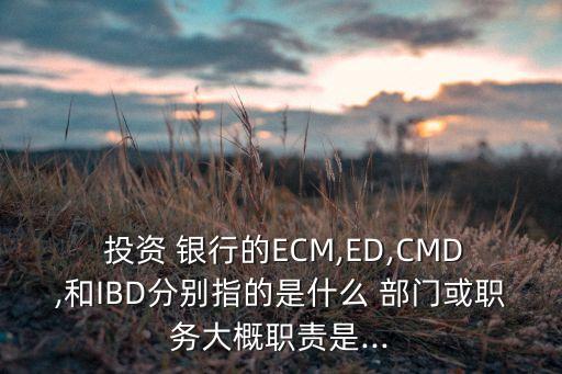  投資 銀行的ECM,ED,CMD,和IBD分別指的是什么 部門或職務(wù)大概職責(zé)是...