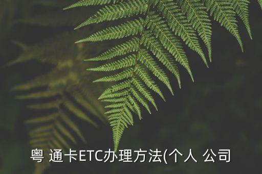 粵 通卡ETC辦理方法(個(gè)人 公司