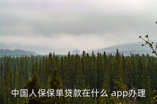 中國人保保單貸款在什么 app辦理