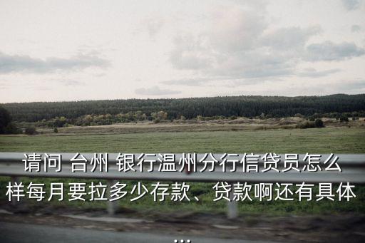 請問 臺州 銀行溫州分行信貸員怎么樣每月要拉多少存款、貸款啊還有具體...