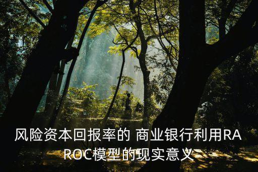 風險資本回報率的 商業(yè)銀行利用RAROC模型的現(xiàn)實意義