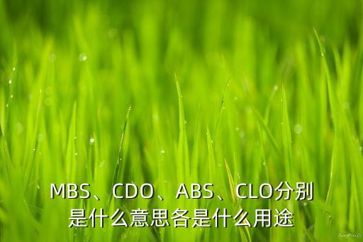 MBS、CDO、ABS、CLO分別是什么意思各是什么用途