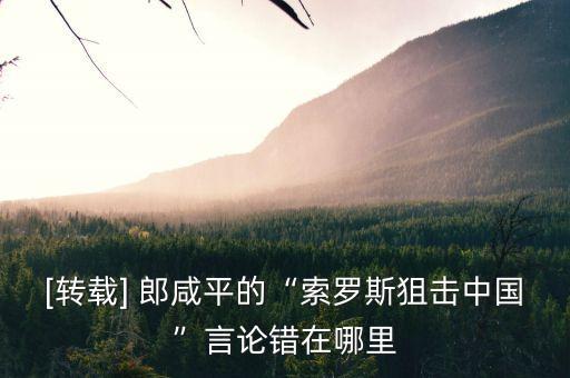 [轉(zhuǎn)載] 郎咸平的“索羅斯狙擊中國”言論錯(cuò)在哪里