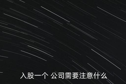  入股一個 公司需要注意什么