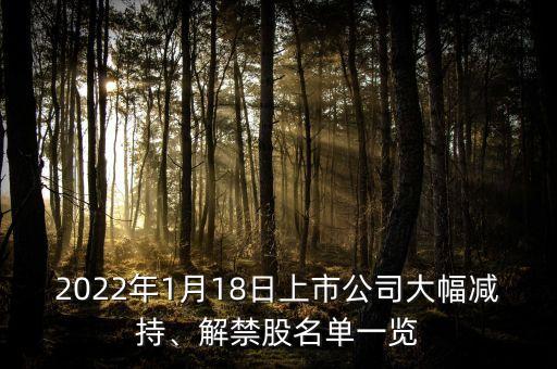 2022年1月18日上市公司大幅減持、解禁股名單一覽