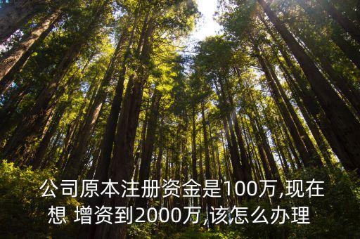  公司原本注冊資金是100萬,現(xiàn)在想 增資到2000萬,該怎么辦理