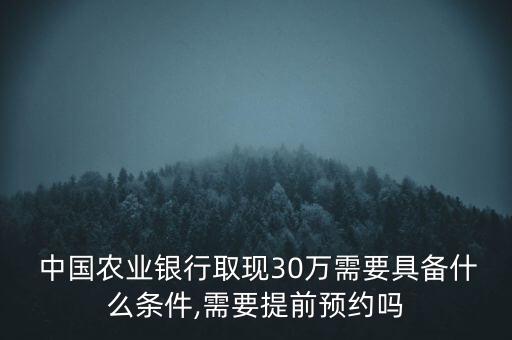  中國農(nóng)業(yè)銀行取現(xiàn)30萬需要具備什么條件,需要提前預約嗎