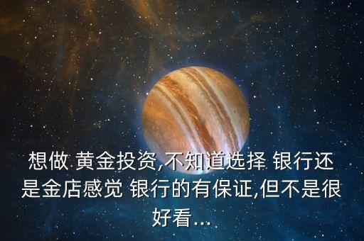 想做 黃金投資,不知道選擇 銀行還是金店感覺 銀行的有保證,但不是很好看...