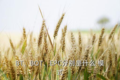 BT、BOT、EPC分別是什么 模式