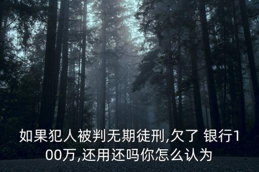 如果犯人被判無期徒刑,欠了 銀行100萬,還用還嗎你怎么認為