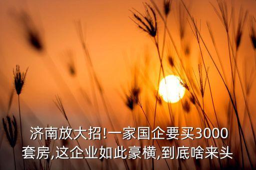  濟(jì)南放大招!一家國(guó)企要買3000套房,這企業(yè)如此豪橫,到底啥來(lái)頭